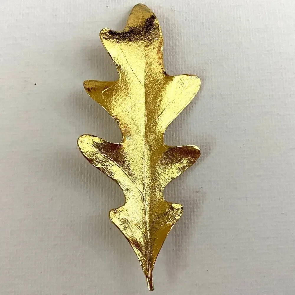 Vintage Crown Trifari Gold Tone Oak Leaf Brooch Pin MCM Mother's Day Gift